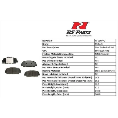 Front Ceramic Pads by RS PARTS - RSD1697C pa3