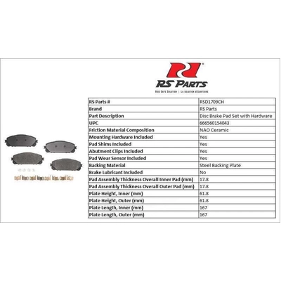 RS PARTS - RSD1709CH - Front Ceramic Pads pa2