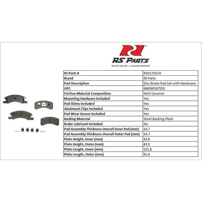 RS PARTS - RSD1731CH - Front Ceramic Pads pa2