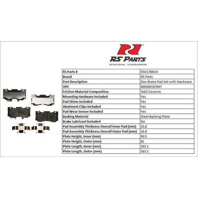 RS PARTS - RSD1784CH - Front Ceramic Pads pa3