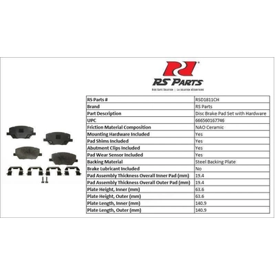 RS PARTS - RSD1811CH - Front Ceramic Pads pa3