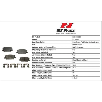 RS PARTS - RSD1913CH - Front Ceramic Pads pa2