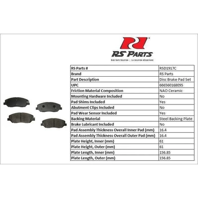 RS PARTS - RSD1917C - Front Ceramic Pads pa2