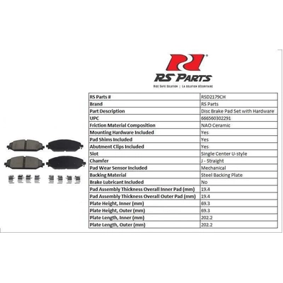 RS PARTS - RSD2179CH - Front Ceramic Pads pa2