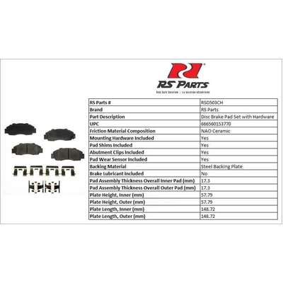 RS PARTS - RSD503CH - Front Ceramic Pads pa2