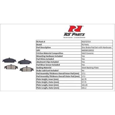 RS PARTS - RSD727CH - Front Ceramic Pads pa4