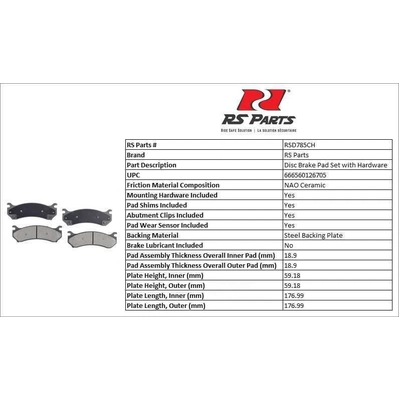 RS PARTS - RSD785CH - Front Ceramic Pads pa6