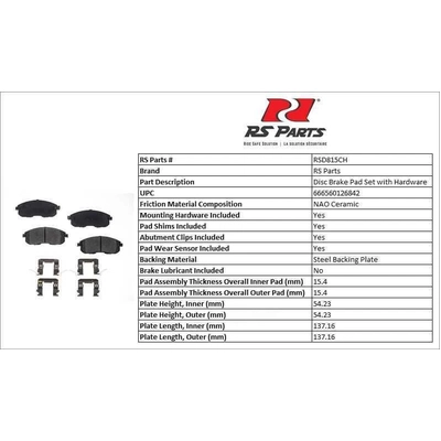 RS PARTS - RSD815CH - Front Ceramic Pads pa3