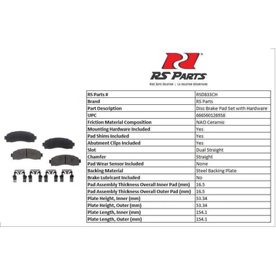 RS PARTS - RSD833CH - Front Ceramic Pads pa2