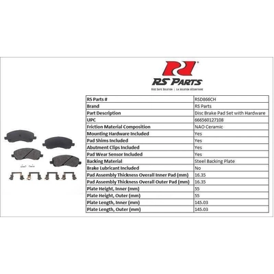 RS PARTS - RSD866CH - Front Ceramic Pads pa4