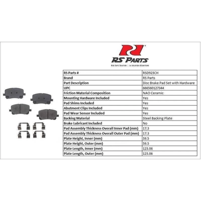 RS PARTS - RSD923CH - Front Ceramic Pads pa3