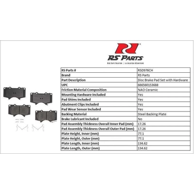 RS PARTS - RSD976CH - Front Ceramic Pads pa3