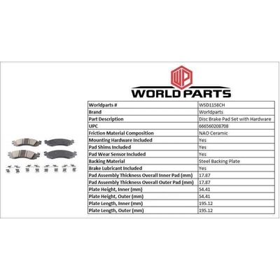 WORLDPARTS SYNERGY - WSD1158CH - Plaquettes avant en céramique  pa2
