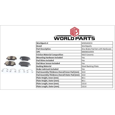 WORLDPARTS SYNERGY - WSD1432CH - Plaquettes avant en céramique  pa2