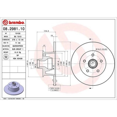 Front Disc Brake Rotor by BREMBO - 08.2981.10 (1 Qty) pa5