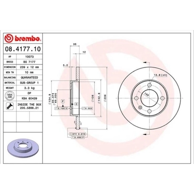 Front Disc Brake Rotor by BREMBO - 08.4177.10 (1 Qty) pa4