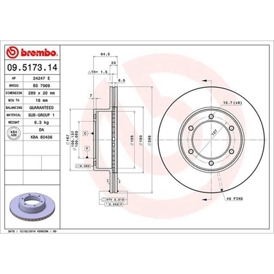 Front Disc Brake Rotor by BREMBO - 09.5173.14 (1 Qty) pa5