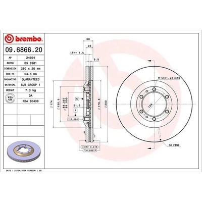 Front Disc Brake Rotor by BREMBO - 09.6866.20 (1 Qty) pa4