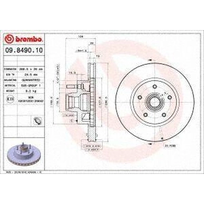 Front Disc Brake Rotor by BREMBO - 09.8490.10 (1 Qty) pa3