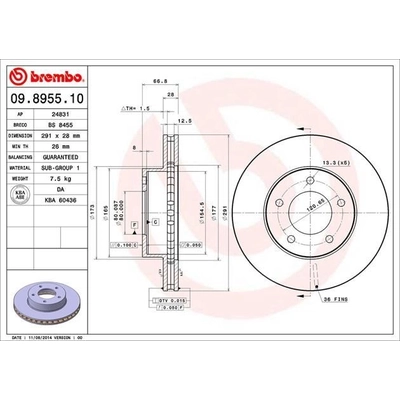 Front Disc Brake Rotor by BREMBO - 09.8955.10 (1 Qty) pa8