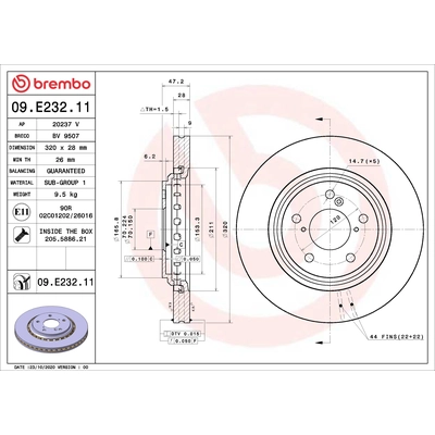 Front Disc Brake Rotor by BREMBO - 09.E232.11 (1 Qty) pa2