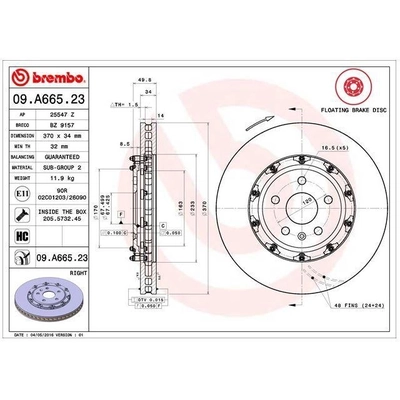 Front Disc Brake Rotor by BREMBO - 09.A665.23 (1 Qty) pa2