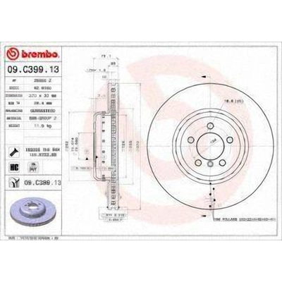 Front Disc Brake Rotor by BREMBO - 09.C399.13 (1 Qty) pa9