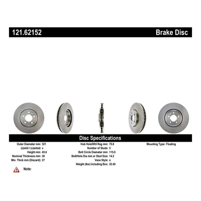 CENTRIC PARTS - 121.62152 - Brake Rotor pa1