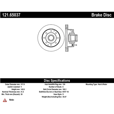 Disque de frein à disque avant par CENTRIC PARTS - 121.65037 pa1