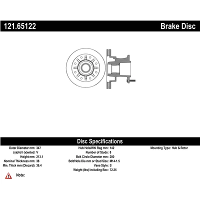 Disque de frein à disque avant by CENTRIC PARTS - 121.65122 pa1