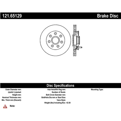 Disque de frein � disque avant by CENTRIC PARTS - 121.65129 pa2