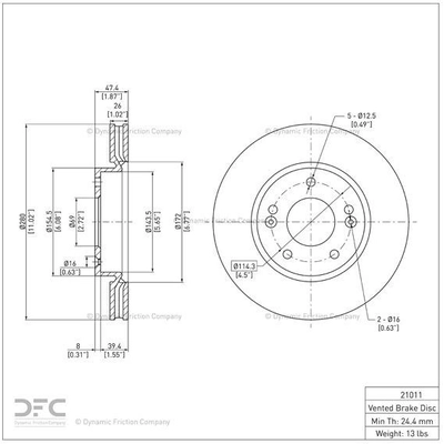 Disque de frein à disque avant par DYNAMIC FRICTION COMPANY - 600-21011 pa7