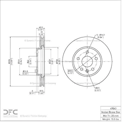 Disque de frein � disque avant by DYNAMIC FRICTION COMPANY - 604-47043 pa5