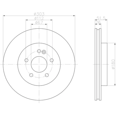 Front Disc Brake Rotor by HELLA PAGID - 355105832 pa15