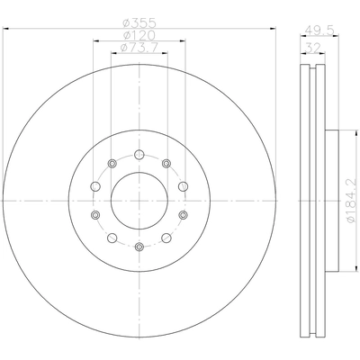 Front Disc Brake Rotor by HELLA PAGID - 355123132 pa6