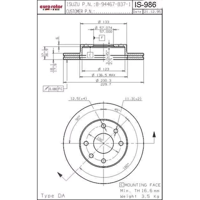 EUROROTORS - IS986 - Disc Brake Rotor pa1