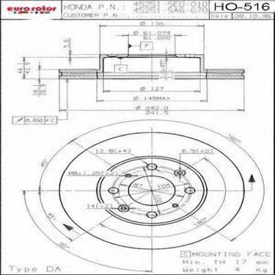 Front Disc Brake Rotor by ULTRA - HO516 pa7