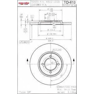 Front Disc Brake Rotor by ULTRA - TO613 pa1