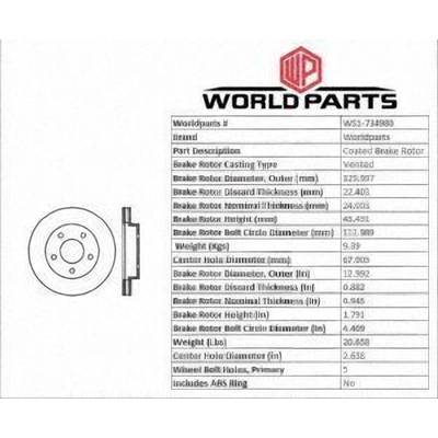 Disque de frein à disque avant by WORLDPARTS - WS1-734980 pa6