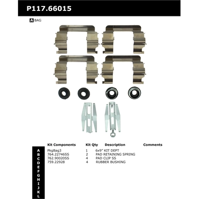 Ensemble de matériel pour disque avant by CENTRIC PARTS - 117.66015 pa2