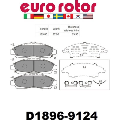 Front Disc Pads by EUROROTOR - XD1896H pa3