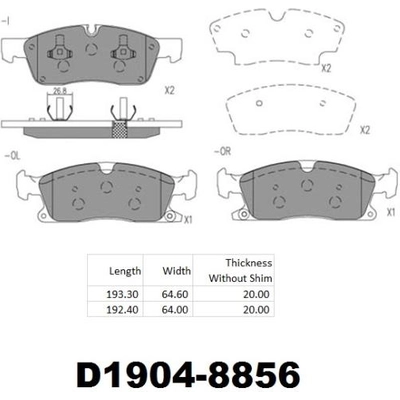 Front Disc Pads by EUROROTOR - XD1904H pa3