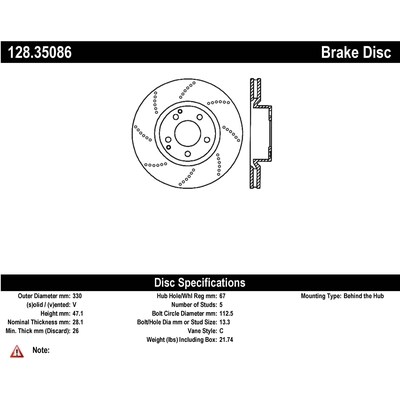 Front Drilled Rotor by CENTRIC PARTS - 128.35086 pa1
