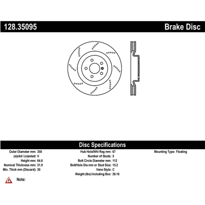 Front Drilled Rotor by CENTRIC PARTS - 128.35095 pa1