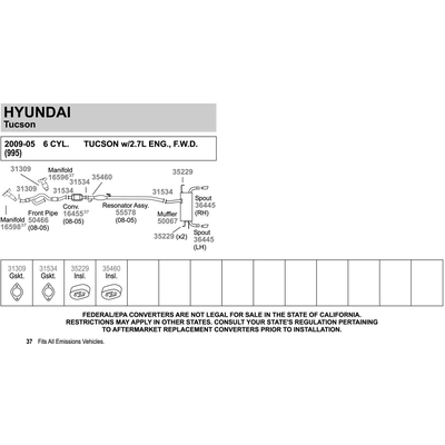 Tuyau d'échappement avant   de WALKER USA - 50466 pa1