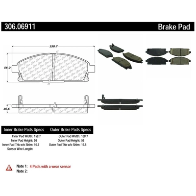 Plaquette de frein haute performance avant by CENTRIC PARTS - 306.06911 pa9