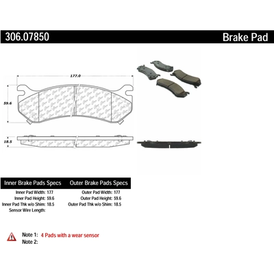 Plaquette de frein haute performance avant by CENTRIC PARTS - 306.07850 pa2