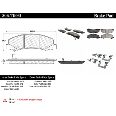 Plaquette de frein haute performance avant by CENTRIC PARTS - 306.11590 pa5