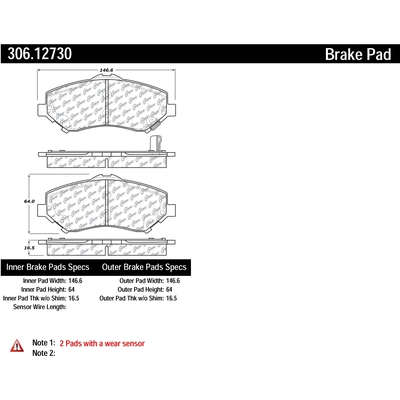 Plaquette de frein haute performance avant par CENTRIC PARTS - 306.12730 pa2