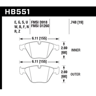 HAWK PERFORMANCE - HB551N.748 - Front High Performance Pads pa2